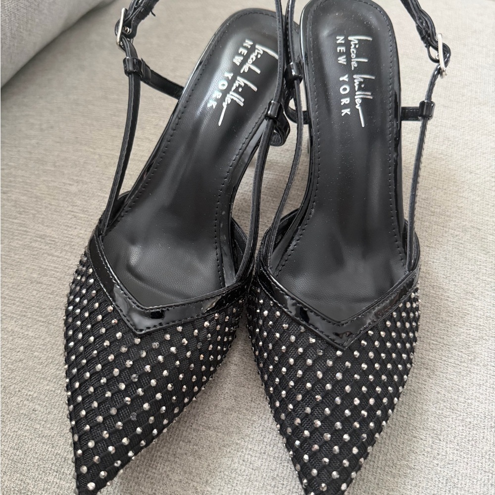 New Nicole Miller Black Studded Heels